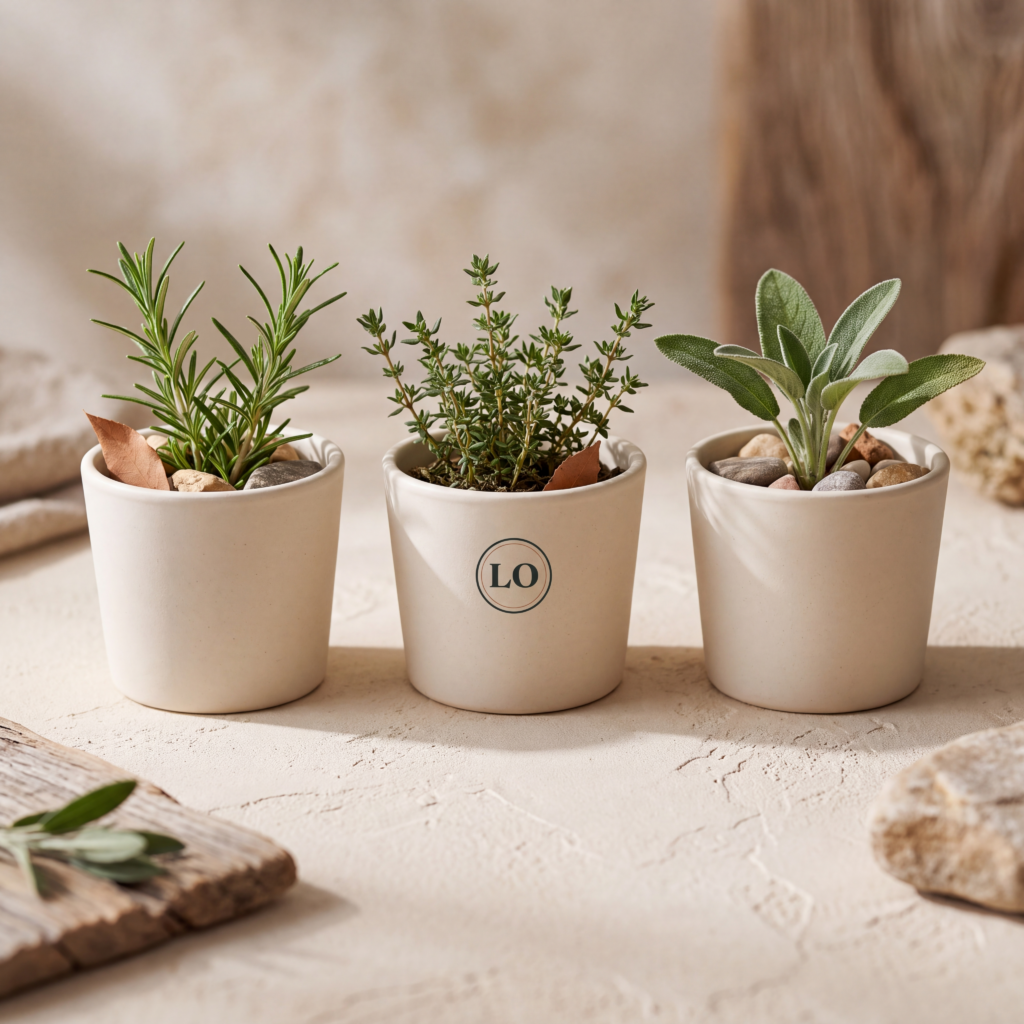 Stoneware Herb Planter Trio